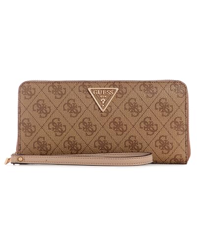 Guess Damen Laurel Large Zip Around Wallet Große Geldbörse mit Reißverschluss, Clutch, Latte-Logo