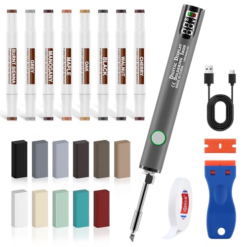 Fliesen Reparaturset, Keramik Reparatur mit Verbessert Wachsschmelzer Doppelspitze Ausbesserungsmarker -Hartwachs Set für Steingut, Kacheln, Marmor Reparatur auch für Holz Möbel Laminat Vinylboden