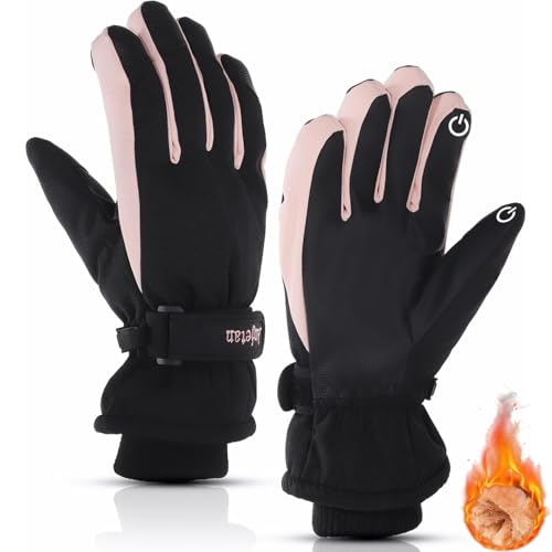 Anjetan Winter Damen Skihandschuhe Touchscreen Winterhandschuhe Warm Winddicht Thermohandschuhe Wasserdicht Handschuhe für Fahrrad Reiten Laufen Skifahren Motorrad