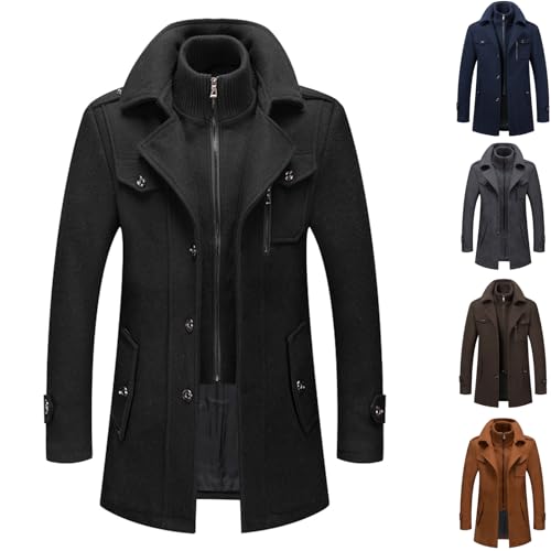 Herren Wintermantel Mantel Herren Wintermantel aus Wolle für Freizeit und Business Coat Wolljacke mit Langschnitt Wollmantel Lang Warme Winterjacke Elegant als Trenchcoat Winterjacke Herren Business