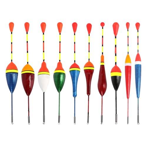 Funalix 10 Stück Posen Angeln Set - Schwimmer Angeln & Forellen Posen mit 10 Größen Angelblei - Komplettset für Angeln in Seen, Teichen und Flüssen