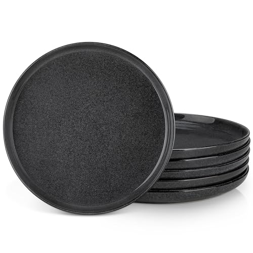 Teller Set Groß für 6 Personen, vancasso ANYA Steingut Speiseteller Set Grau Mikrowellen und Spülmaschinenfest, 26 cm Essteller Kratz- und Abriebfest, Pastateller, Frühstücksteller, Kuchenteller