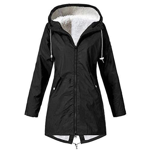 KEERADS Damen Winterjacke Regenmantel warm Plus Samt Lange Windjacke Verdickung Übergangsjacke wasserdichte Jacke Outdoor-Sportjacke