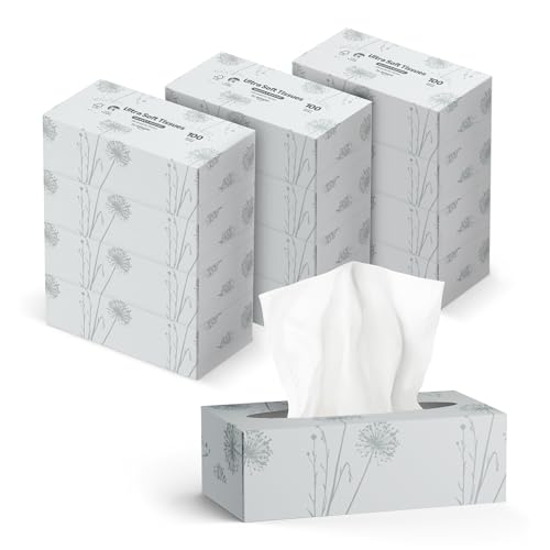 by Amazon 4-lagige Papiertaschentücher-Boxen, 1200 Stück, 12 Packungen mit 100