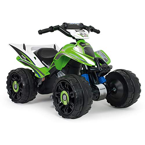INJUSA - Kawasaki Quad ATV 12V mit Rückwärtsgang und elektrischer Bremse für Kinder ab 2 Jahren