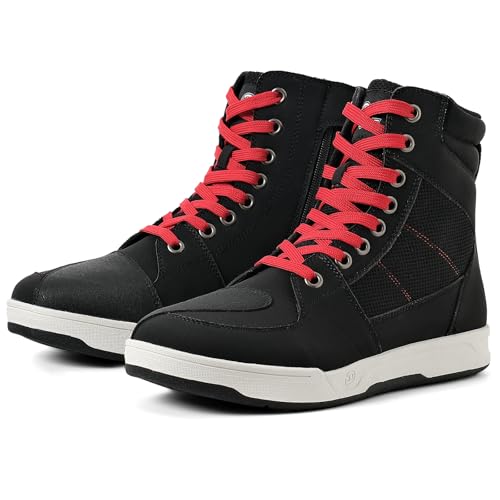 BORLENI Motorradschuhe Herren Sommer Motorradstiefel Männer lässige atmungsaktive Motorrad Sneaker reissverschluß mit Schaltpolster, rutschfeste Sohle Powersportschuhe Schwarz, 44