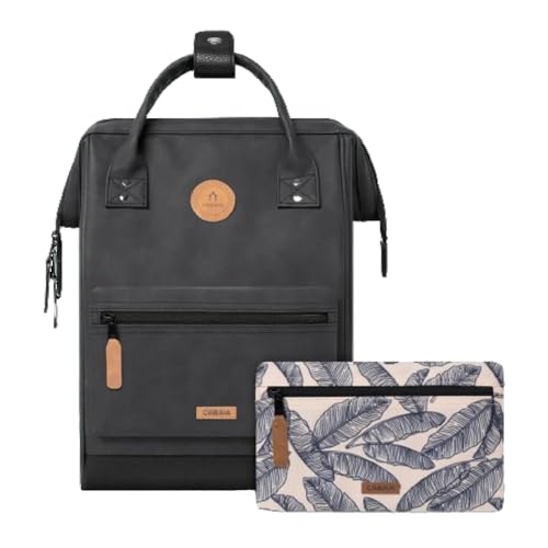 Cabaïa - Adventurer Rucksack Le Havre Medium 18L - Wasserabweisend - Laptopfach bis zu 13 Zoll - 2 Vordertaschen - vegan zertifiziert - Rucksack für Reisen und Arbeit, Damen & Herren - Schwarz