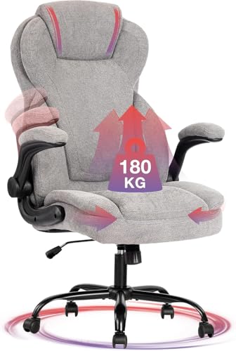 Centilab Ergonomischer Bürostuhl 180KG Schreibtischstuhl Drehstuhl aus Stoff Computerstuhl ohne Fußstütze für Home Office & Büro