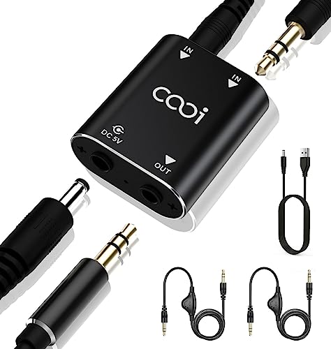 Cooidea 2-Kanal-Mischpult – Metallgehäuse, AUX-Stereo-Audiomixer, 2-In-1-Out-Mini-DJ-Mischer, Inklusive Zwei Audiokabeln mit Einstellbarer Lautstärke – für PC, Telefon, Laptop, Kopfhörer.