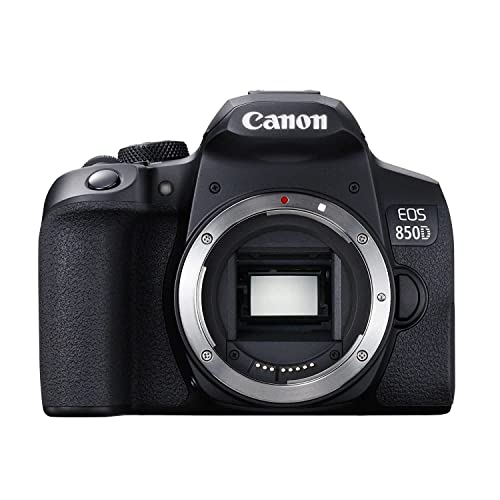 Canon EOS 850D DSLR Digitalkamera Gehäuse (24,1 Megapixel, 7,5 cm (3 Zoll) Display, APS-C Sensor, 45 AF-Kreuzsensoren, 4K, DIGIC 8 Bildprozessor, WLAN, Bluetooth) schwarz