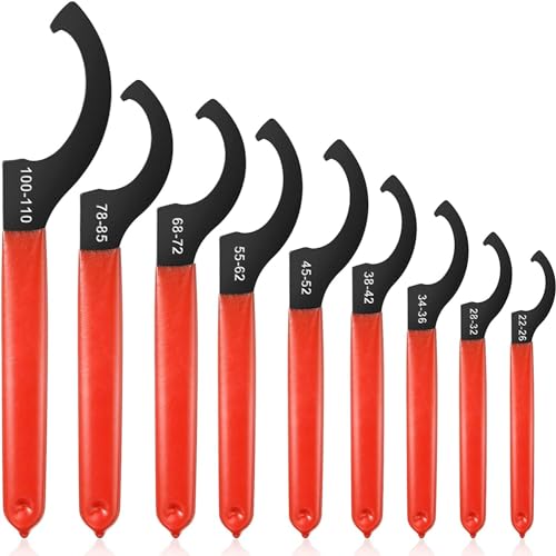 Malloom 9 Stück C Hakenschlüssel Gewindefahrwerk Schlüssel mit Rutschfestem Griff Schraubenschlüssel Set für Suspension System,aus Kohlenstoffreichem Stahl