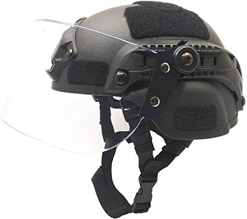 N / A Airsoft Tactical Schutzhelm, Mich 2000 Action Version Taktischer Helm mit NVG-Halterung und vandalensicherer Visiermaske für Erwachsene, Outdoor-Enthusiasten, Taktik-Fans