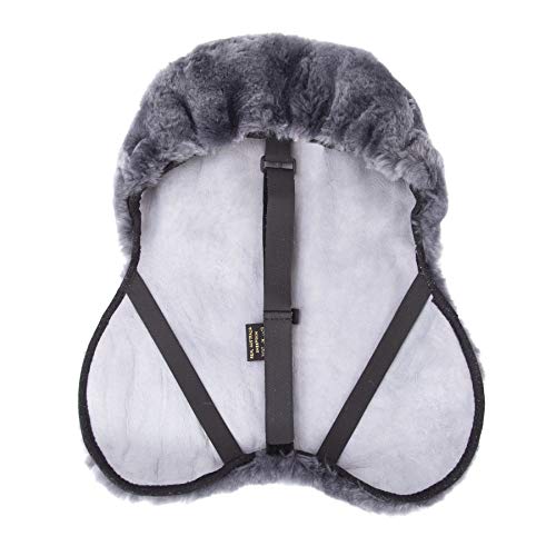 Merauno® Lammwolle Sattelsitzbezug, aus Merino Lammwolle für optimalen Sitzkomfort, mit Einer regulierbaren Klettstrippe. Passend für alle englische Sättel. Farbe: Natur, Schwarz, Braun, Anthrazit.