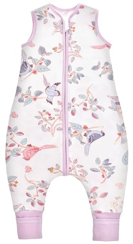 Chilsuessy Baby Schlafsack mit Beinen 2.5 Tog Winterschlafsack Unisex Ganzjahresschlafsack mit Füßen Babyschlafsack, Frühlingsmagpie, 70cm/Baby Höhe 75-85cm