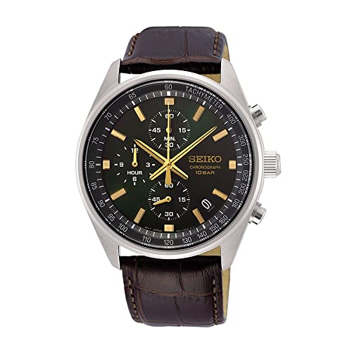 Seiko Herren-Uhr Quarz Edelstahl mit Lederband SSB385P1
