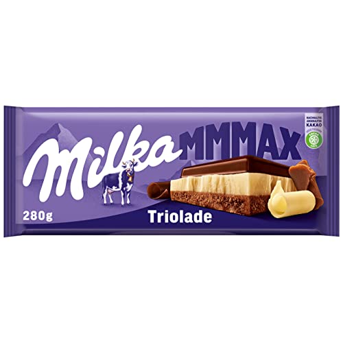 Milka Mmmax Triolade – Alpenmilch-Schokolade mit weißer und dunkler Schokolade – 280g
