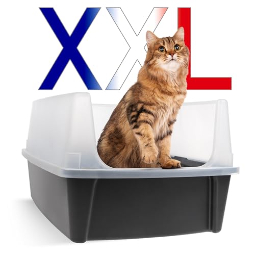 Iris Ohyama, XXL Katzenklo, Katzentoilette Hoher Rand, Grau, Großes Katzenklo, Abnehmbare Ränder, Auslaufschutz, Einfache Reinigung, Für Große Katzen, Zwei Katzen, Maine Coon, BPA-frei – CLH-XL