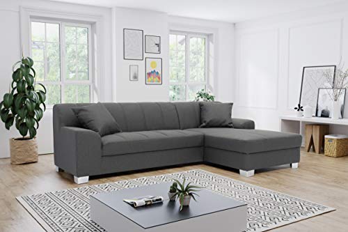 DOMO. collection Ecksofa Capri, Sofa in L-Form, Couch, Polsterecke, Eckcouch, Sofa-Garnitur, Longchair rechts 239 x 152 x 75 cm (BxTxH), grau