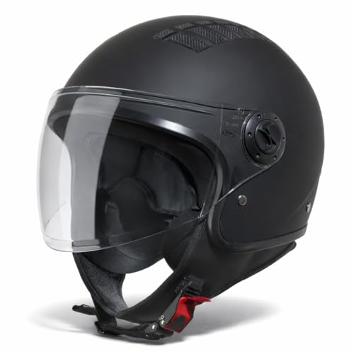 VINZ Como Jethelm mit Visier ECE 22.06 Zertifiziert | Roller Helm Mopedhelm Für Motoroller & Vespa | Herren & Damen | Motorradhelm in XS-XL | Erhältlich in 4 Farben - Matt Schwarz