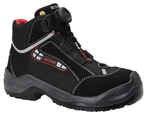 ELTEN Sicherheitsschuhe Sander BOA ESD S3S, Damen und Herren, Textil, Aluminiumkappe (Leichter als Stahlkappe), leicht, sportlich 43, Schwarz-Rot