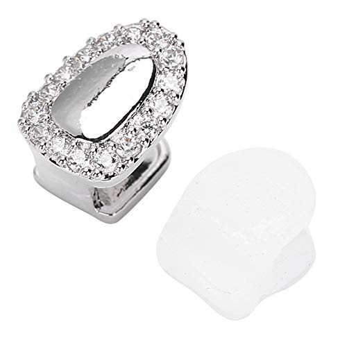 Zahngrills für Ihre Zähne für Männer und Frauen, Zahn-Bling-Zahnzubehör, Dekoration für Halloween-Party, Hip-Hop-Show, Gold/Silber-Zahn (Einzelnes Portal, Diamantsilber)