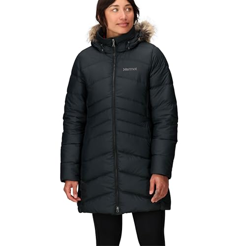 Marmot Damen Wm's Montreal Coat, Leichte Daunenjacke, wasserdichter Daunenparka, warmer Wintermantel, regendichte Winterjacke, winddichte Funktionsjacke mit Kapuze, Black, M