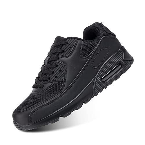 Hitmars Laufschuhe Herren Damen Turnschuhe Licht Dämpfung Air Sportschuhe rutschfest Atmungsaktiv Fitness Sneakers E-Schwarz 38