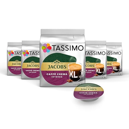 Tassimo Kapseln Jacobs Caffè Crema Intenso XL, 5 x 16 Pads, 80 Kaffeekapseln
