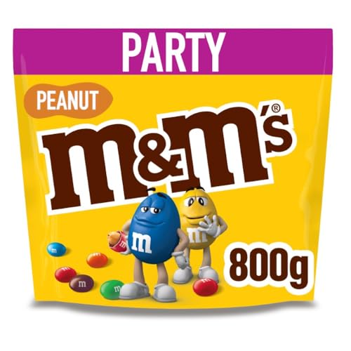 M&M’s Peanut Großpackung Schokolade, Halloween Schokolade, Schokolinsen mit Erdnusskern und bunter Zuckerhülle als Halloween Süßigkeiten, 1 x 800g