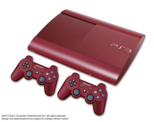 PlayStation 3 - Konsole Slim Rot 500GB Superslim mit 2 DualShock 3 Wireless Controllern