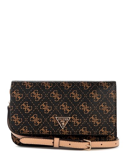 GUESS Damen Noelle Ii Crossbody Flap Organizer Umhängetasche, Braunes Logo