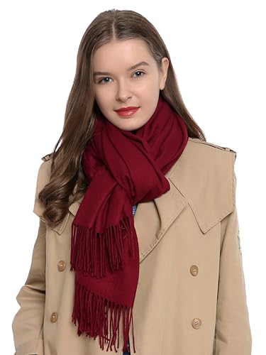 DonDon Schal Damen Winter Wollschal Winterschal warm weich 185 x 65 cm dunkelrot