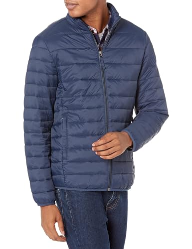 Amazon Essentials Herren Verstaubare, Leichte, Wasserabweisende Pufferjacke (Erhältlich In Big & Tall), Marineblau, S