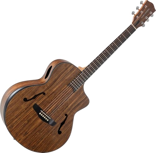 Classic Cantabile SHG-2WN LaBelle Westerngitarre - Gitarre mit seitlichem Schallloch und Armrest - Decke, Boden & Zarge: Walnuss - Griffbrett/Hals: Blackwood/Okoume - Akustik Gitarre im Vintage Look