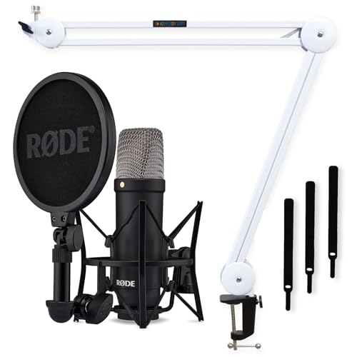 Rode NT1 Signature Serie Black Studio-Mikrofon + keepdrum MS138 Gelenkarm-Stativ Weiss
