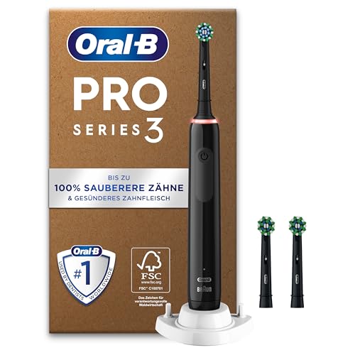 Oral-B Pro Series 3 Elektrische Zahnbürste — Electric Toothbrush, Inkl. 3 Aufsteckbürsten — 3 Putzmodi, Zahnbürste Elektrisch, Designed by Braun, Schwarz