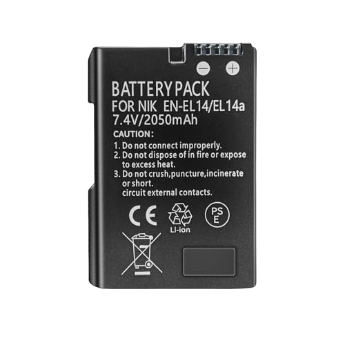 Camulti EN-EL14 Akku 7,4V 2050mAh für Nikon D3100 D3200 D3300 D3400 D5600 D5100 D5200 P7000 P7800 Kamera EN-EL14A EL14