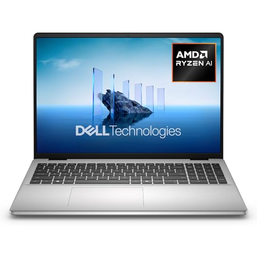 Dell 16 Laptop DC16256 Copilot+ PC 16 Inch FHD+ (1920 x 1200) IPS Display, AMD Ryzen 7 350, AMD Radeon Graphics, 32GB DDR5 RAM, 1TB SSD, Windows 11 Home, QWERTZ Backlit Keyboard, Silver