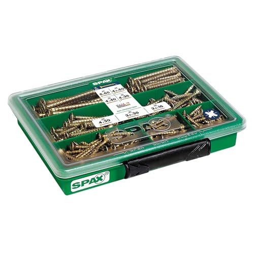 SPAX Sortiment klein, Schrauben-Set mit 7 Abmessungen, 245 Stück, Senkkopf, Kreuzschlitz Z, YELLOX - 4000001991039