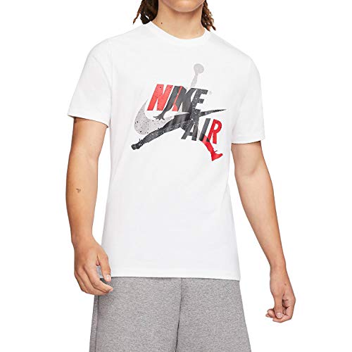 Nike Herren M J JM Classics SS Crew T-Shirt, White/Gym red, L