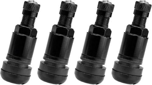 Oykrueats 4 Stück Metallventile für Alufelgen,Reifenventil Metall Schwarz Autoventile,Metallventile Felgenventil Schwarz,Felgenventil Autoreifen Metall,SchwarzMetallventile für Auto,Motorrad,Fahrrad