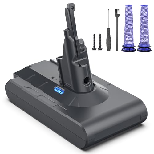 Keenstone V8 Akku 8000mAh, Ersatzakku Für Dyson SV10 V8 Absolute Animal Motorhead Fluffy Slim Fluffy Total Clean Extra mit 2 Filtern