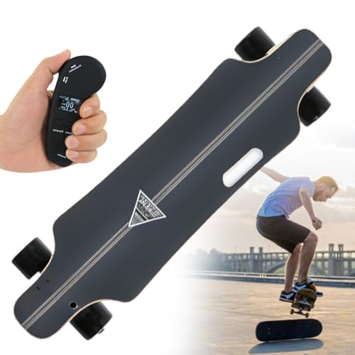 Sushangmao Elektrisches Longboard-Skateboard/Elektro-Skateboard - 7-Lagiges Ahorndeck Mit Stoßdämpfung, 15–30% Steigfähigkeit, LCD-Fernbedienung Mit 4-Gang-Steuerung, 150 Kg Tragkraft dualdrive16km