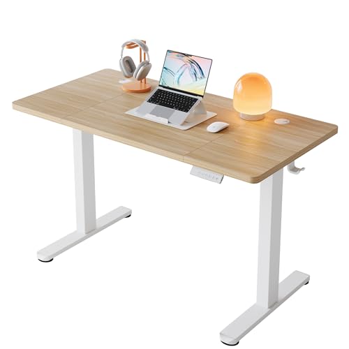 HUANUO Höhenverstellbarer Schreibtisch 120 x 60 cm, 4 Speicherhöheneinstellungen, Elektrischer Schreibtisch für Home Office & Computer-Arbeitsplatz