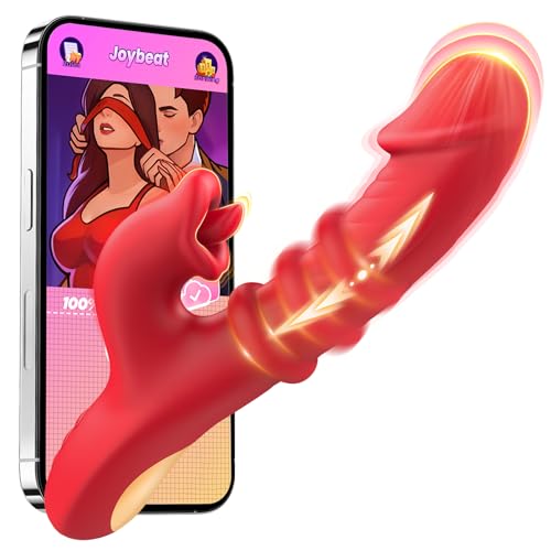 Cacuola KI-Sync Vibrator Sex Spielzeug für die Frau, 50 Mal/Min Intensiv Stoßen Gleitring Lecken Dildo, APP Sexspielzeug Vibratorensets für Frauen Klitoris, Vibration für Frauen Analdildos Sex Toys