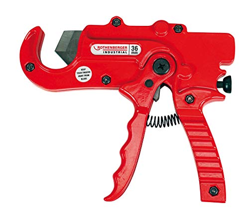 ROTHENBERGER Industrial Kunststoffrohrabschneider Ø 0–36 mm, Rohrschneider für Kunststoff- & Mehrschicht-Verbundrohre, für Sanitär & Heizung, rostfreie Stahlklinge, mit automatischem Klingenzurückzug