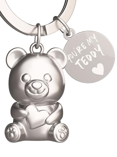 ANKERPUNKT Teddy Schlüsselanhänger Bär - Geschenke für Männer & Frauen, Freundin, Freund zum Jahrestag Geschenk, Geburtstag, Weihnachten mit Gravur You´re my Teddy silber