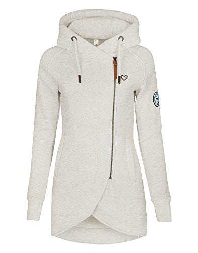 ELFIN Damen Jacken Sweatjacket Damen Sweatjacke mit Kapuze,Leicht Grau,S