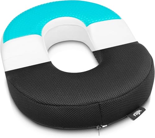 riijk Bequemer Sitzring, Wohltuend für Steißbein und Intimbereich inkl. kühlende Gel-Schicht, Ringkissen, Donut Kissen, Steißbeinkissen mit Memory-Schaum