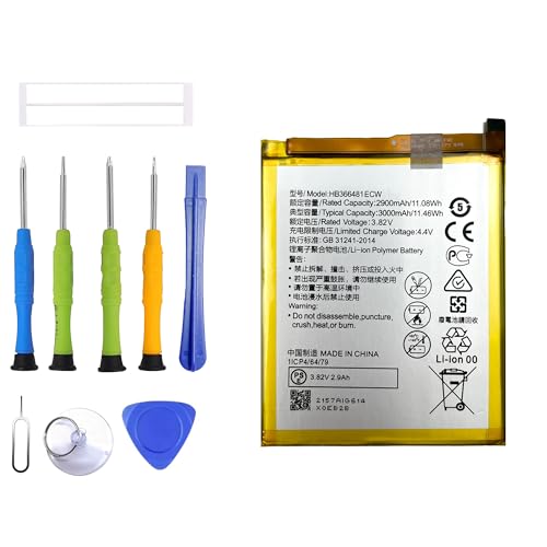 ERYNK HB366481ECW Ersatz Akku kompatibel mit Huawei P8 Lite 2017 & P9 & P9 Lite & P10 Lite & P20 Lite & Honor 6C Pro & Honor 5C & Honor 9 Lite & P Smart Ersatzbatterie with Werkzeugsatz